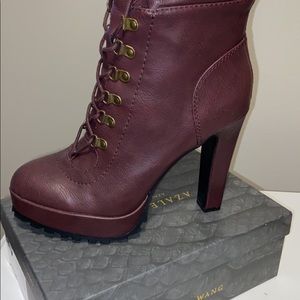 Burgundy booties